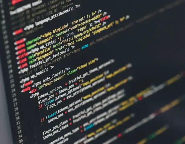Code on a dark screen